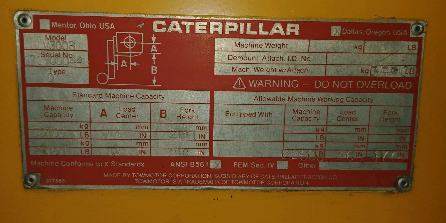 15 Ton CAT V300 Forklift For Sale