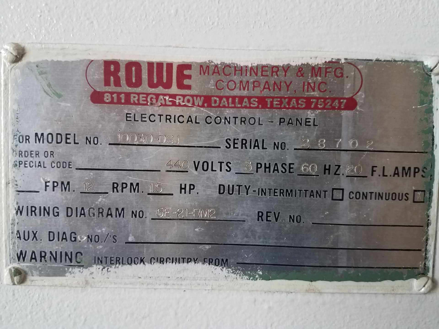 30" Wide Rowe Servo Feeder and Straightener