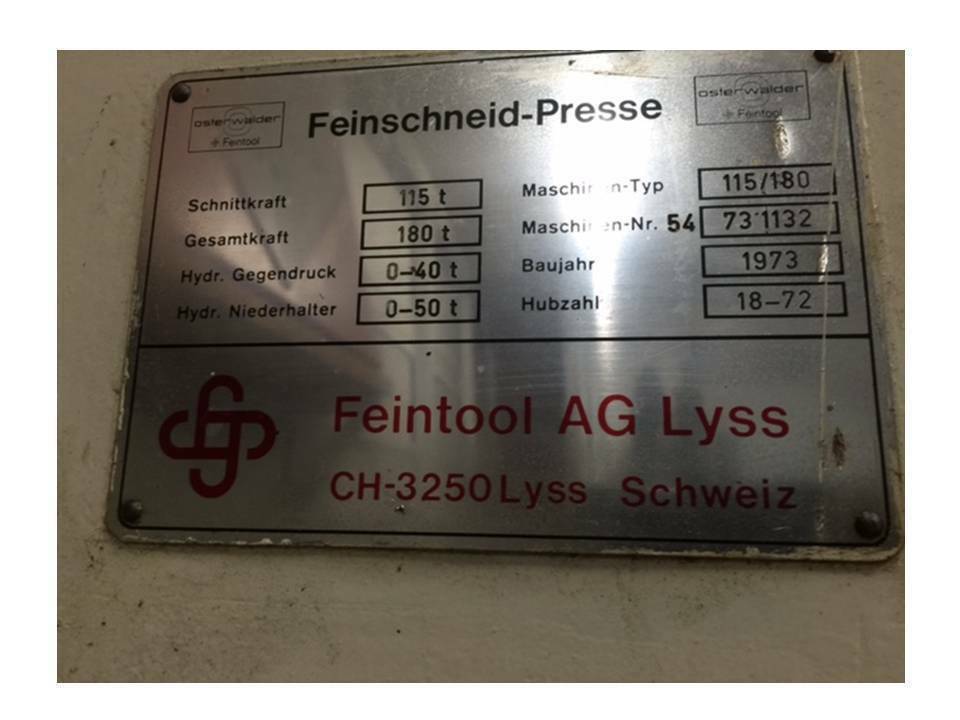 115 Metric Ton Feintool Blanking Press For Sale
