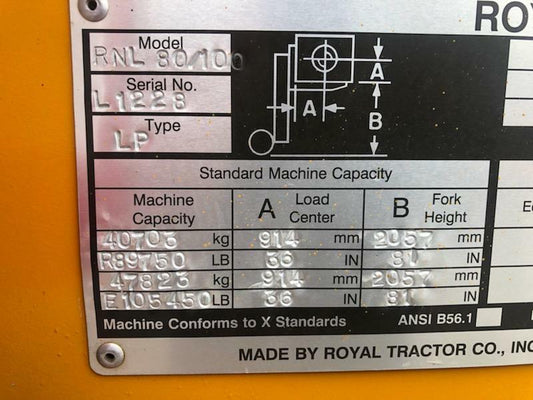 80/100 Royal Rig N Lift Forklift For Sale