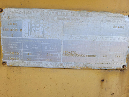 60,000 lb Cat Air Tire Forklift For Sale