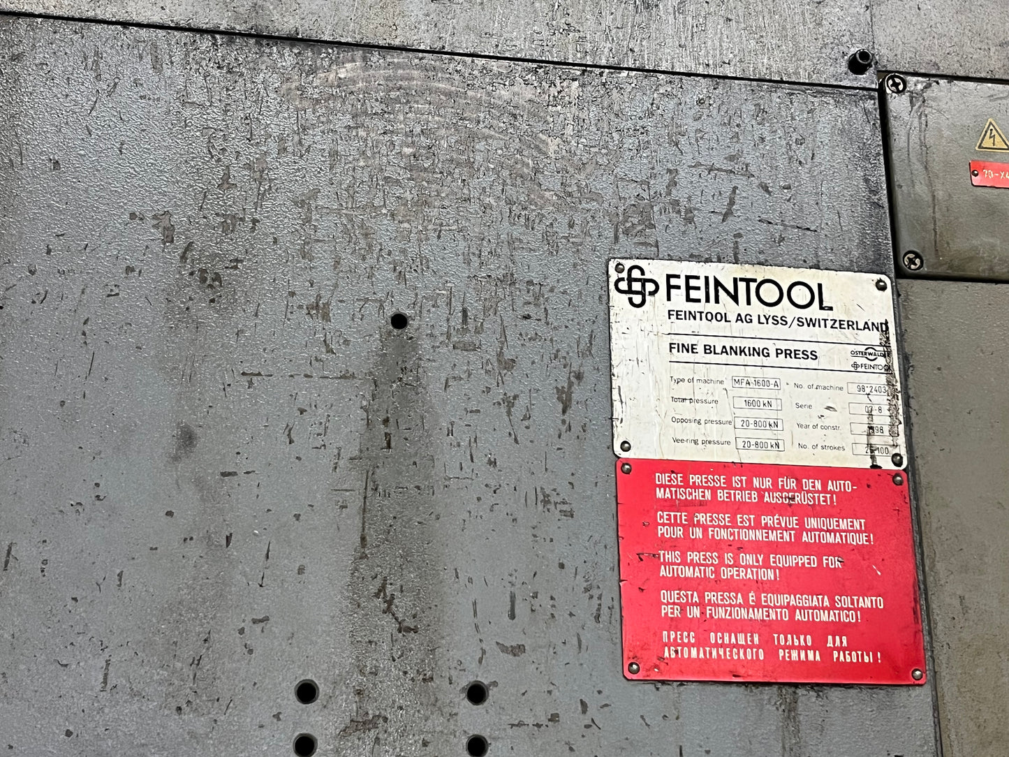 1,600 kN Feintool Fine Blanking Press For Sale