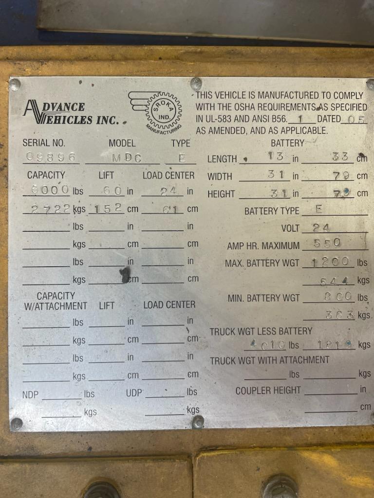 6,000 lbs Advanced Vehicles Die Truck For Sale