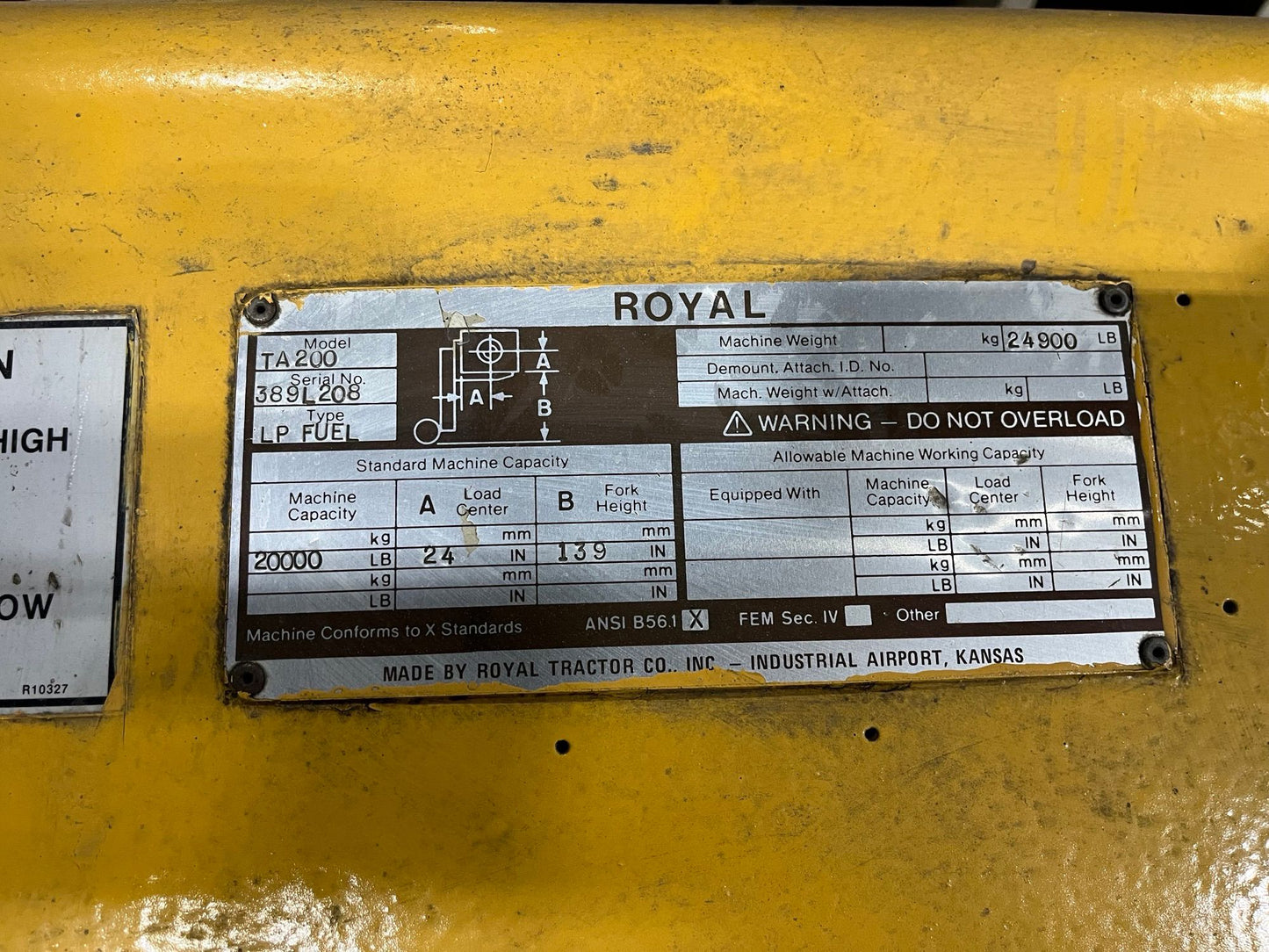 20,000 lb Royal TA200 Forklift For Sale