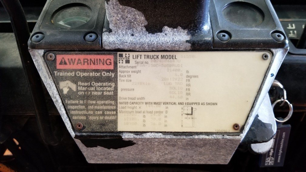 15,500lb Hyster Forklift For Sale 7.75 Ton