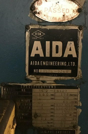 176 Ton Press For Sale Aida 2-Point Gap Frame Press