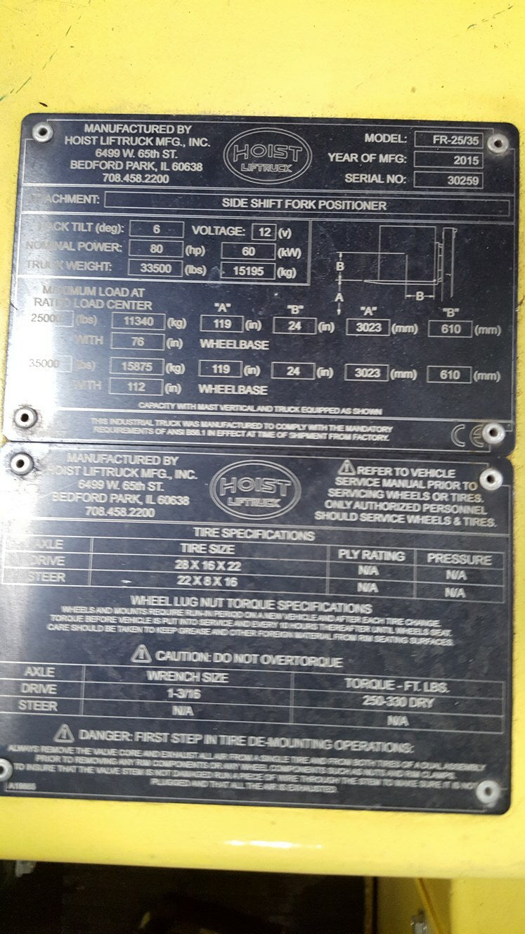 12.5 Ton 17.5 Ton Hoist Forklift For Sale 25/35