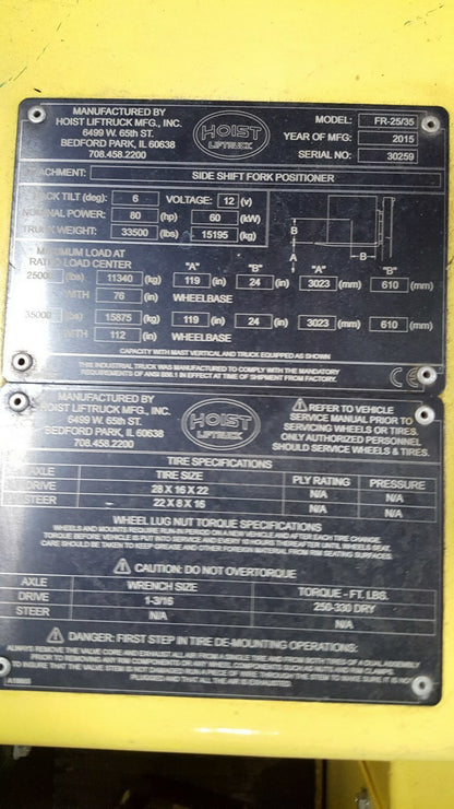 25,000lb-35,000lb Hoist Forklift For Sale 25/35 12.5/17.5 Ton