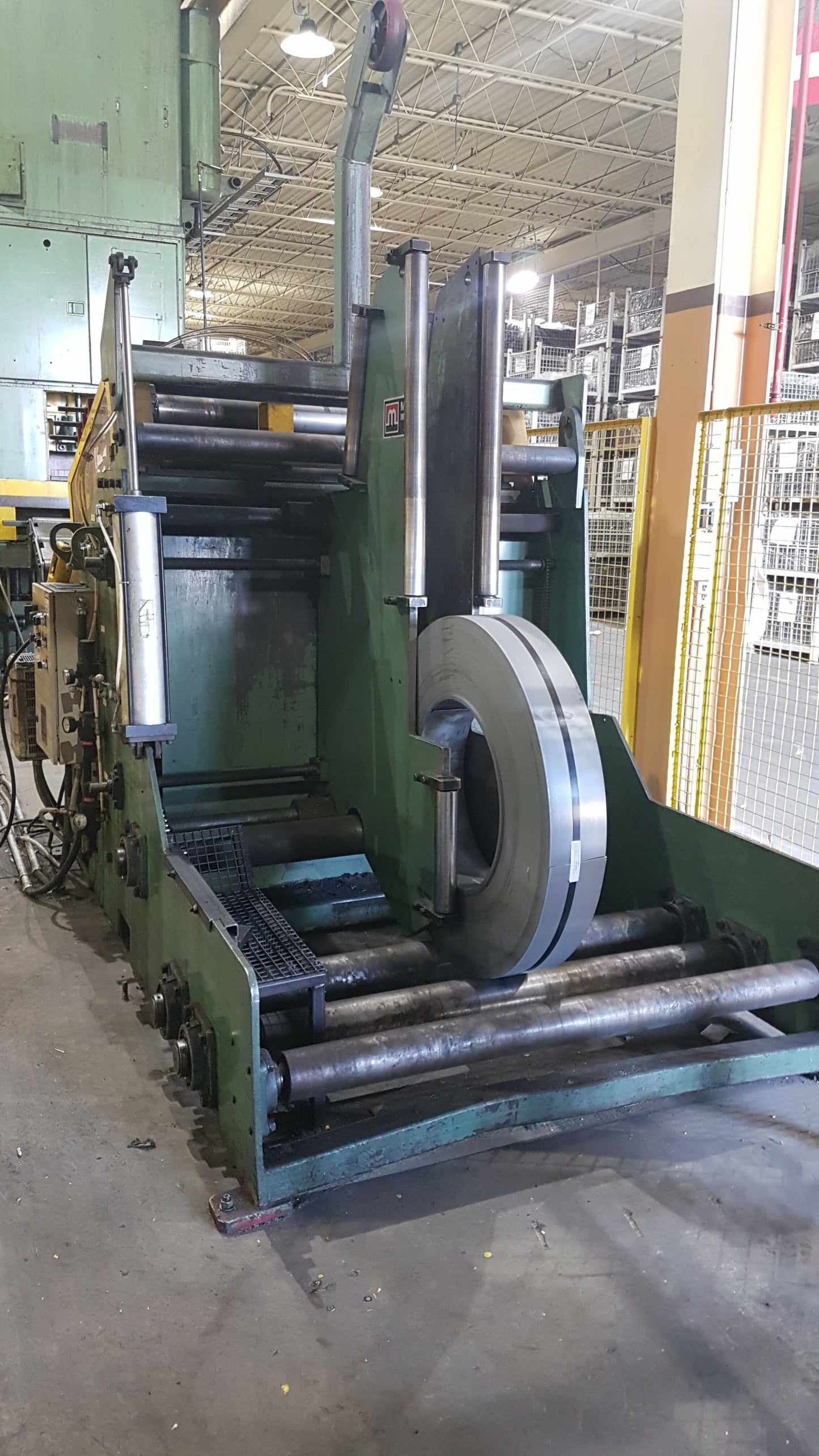 20,000 lb Capacity Mecon Coil Cradle Servo Feed Line For Sale