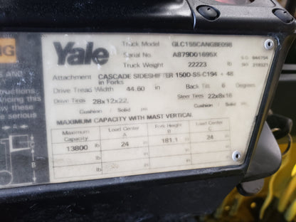 15,500 lb Capacity Yale-Hyster Forklift For Sale 7.75 Ton