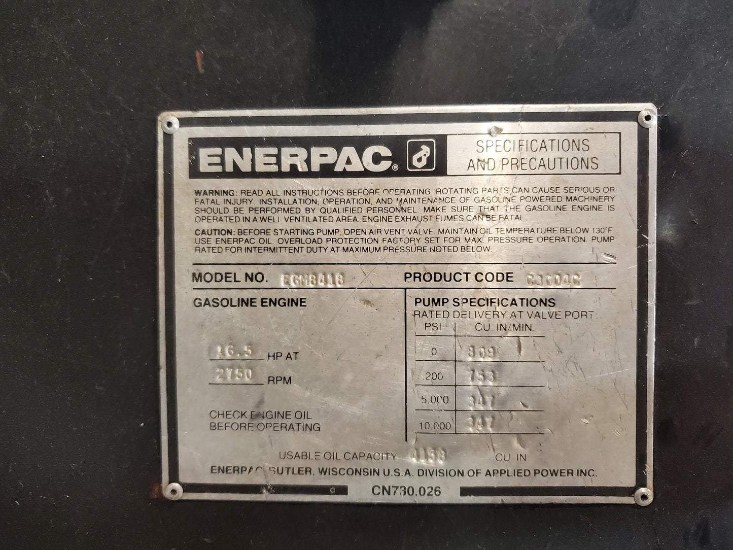 Enerpac 8,000 Series Gasoline Pumps For Sale (3 Available)