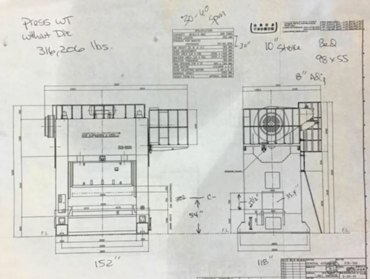 330 Ton Press For Sale Stamtec Straight Side Press