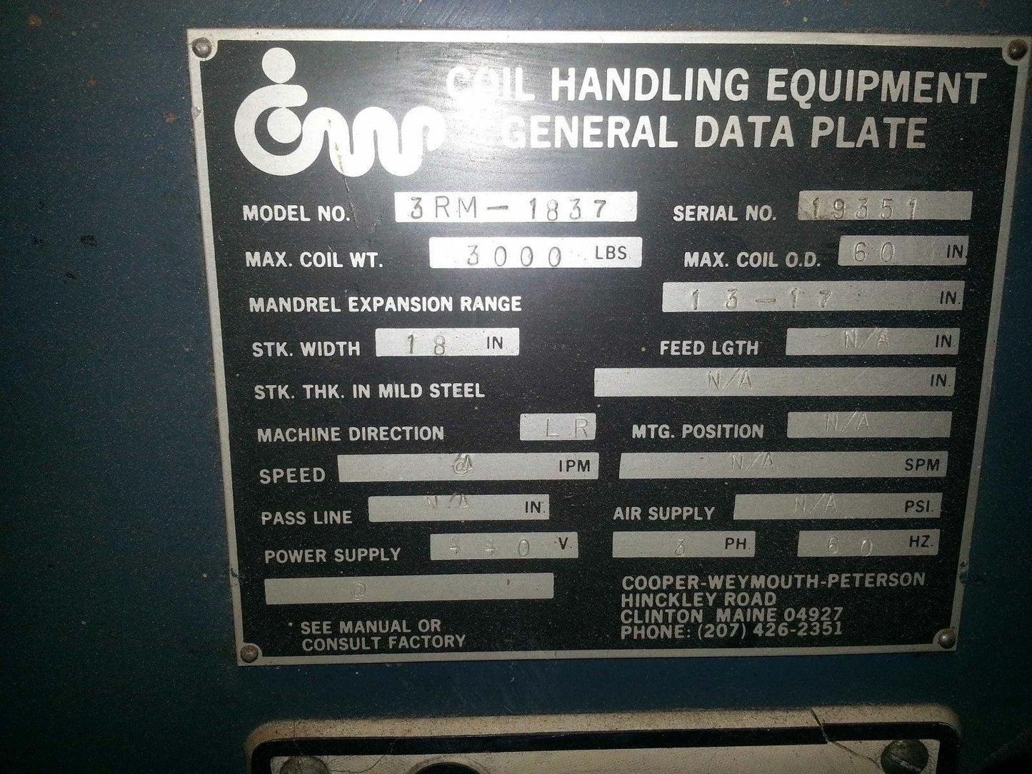 18" Wide Cooper Weymouth Peterson Feedline For Sale