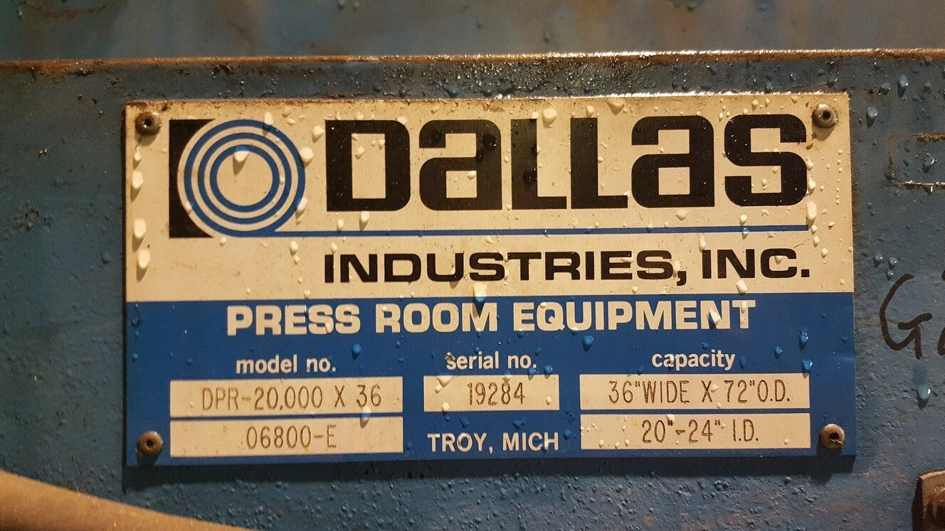 20,000lb Dallas Coil Reel & Coil Car For Sale
