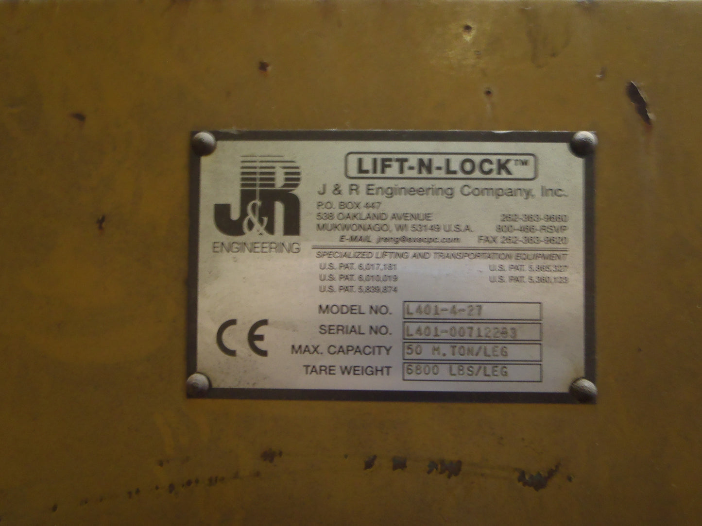 220 Ton J & R Lift-N-Lock Hydraulic Gantry For Sale 200 Ton Metric