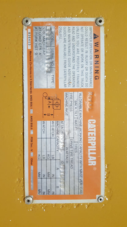 30,000lb CAT Caterpillar/Royal T-300 Forklift For Sale 15 Ton