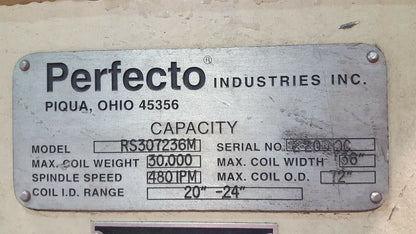 30,000lb. Perfecto Coil Reel & Straightener Feeder For Sale