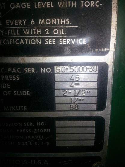 45 Ton Press For Sale Clearing Press