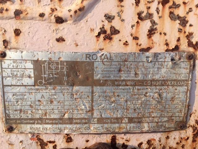 40,000 lb Capacity Royal Air Tire Forklift For Sale 20 Ton