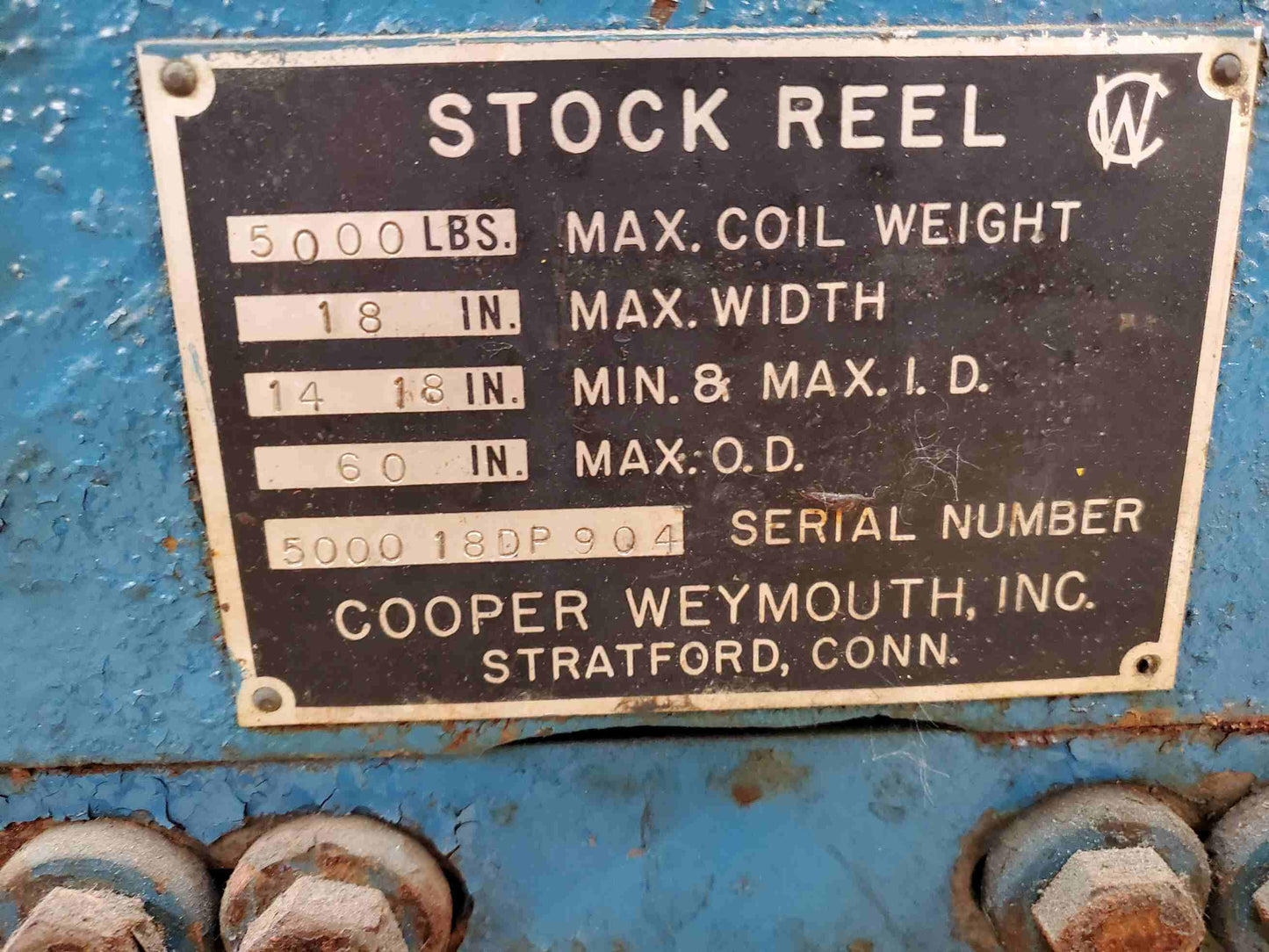 5,000 lbs Cooper-Weymouth Peterson Dual End Coil Reel For Sale