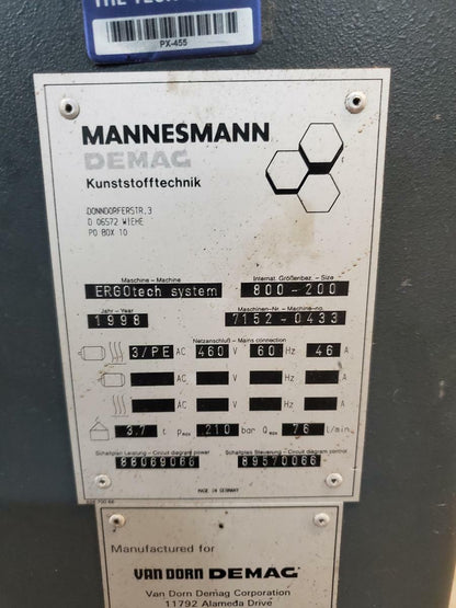 80 Ton Van Dorn Demag Ergotech Systems Plastic Injection Molding Machine For Sale