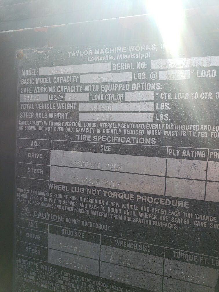 40,000 lbs Taylor Solid Tire Forklift For Sale
