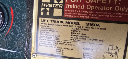 15,000 lb Hyster Forklift For Sale
