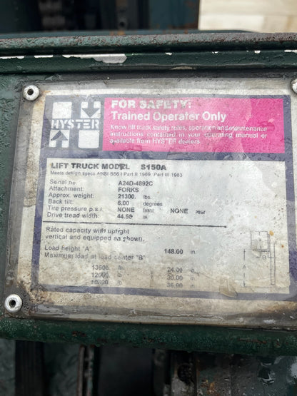 15,000 lb Hyster S150 Forklift For Sale