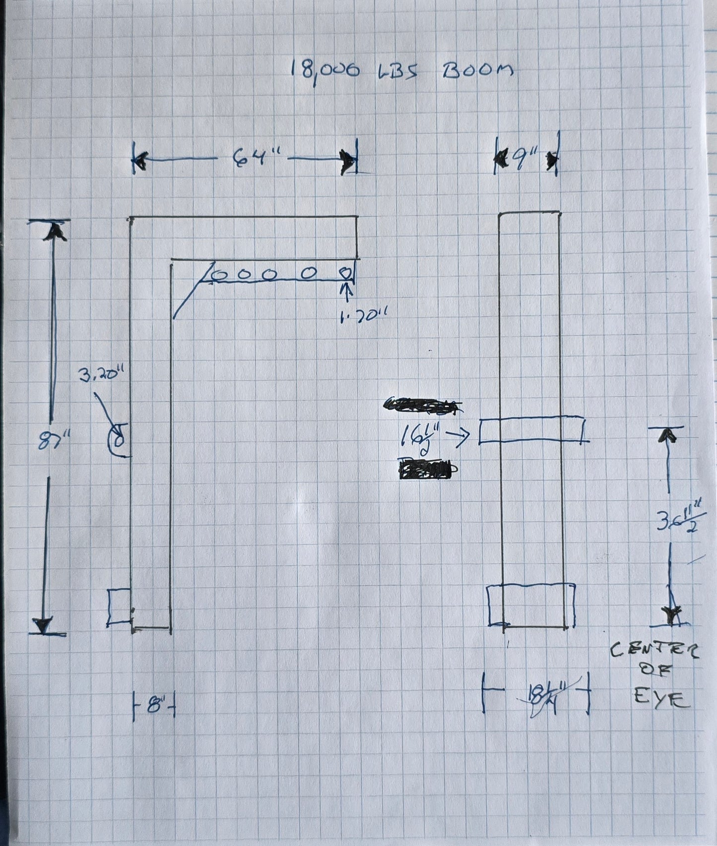 15,000 lb to 18,000 lb Forklift Boom For Sale