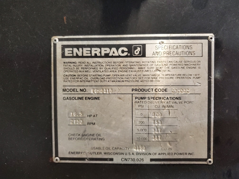 Enerpac 8,000 Series Gasoline Pumps For Sale (2 Available)