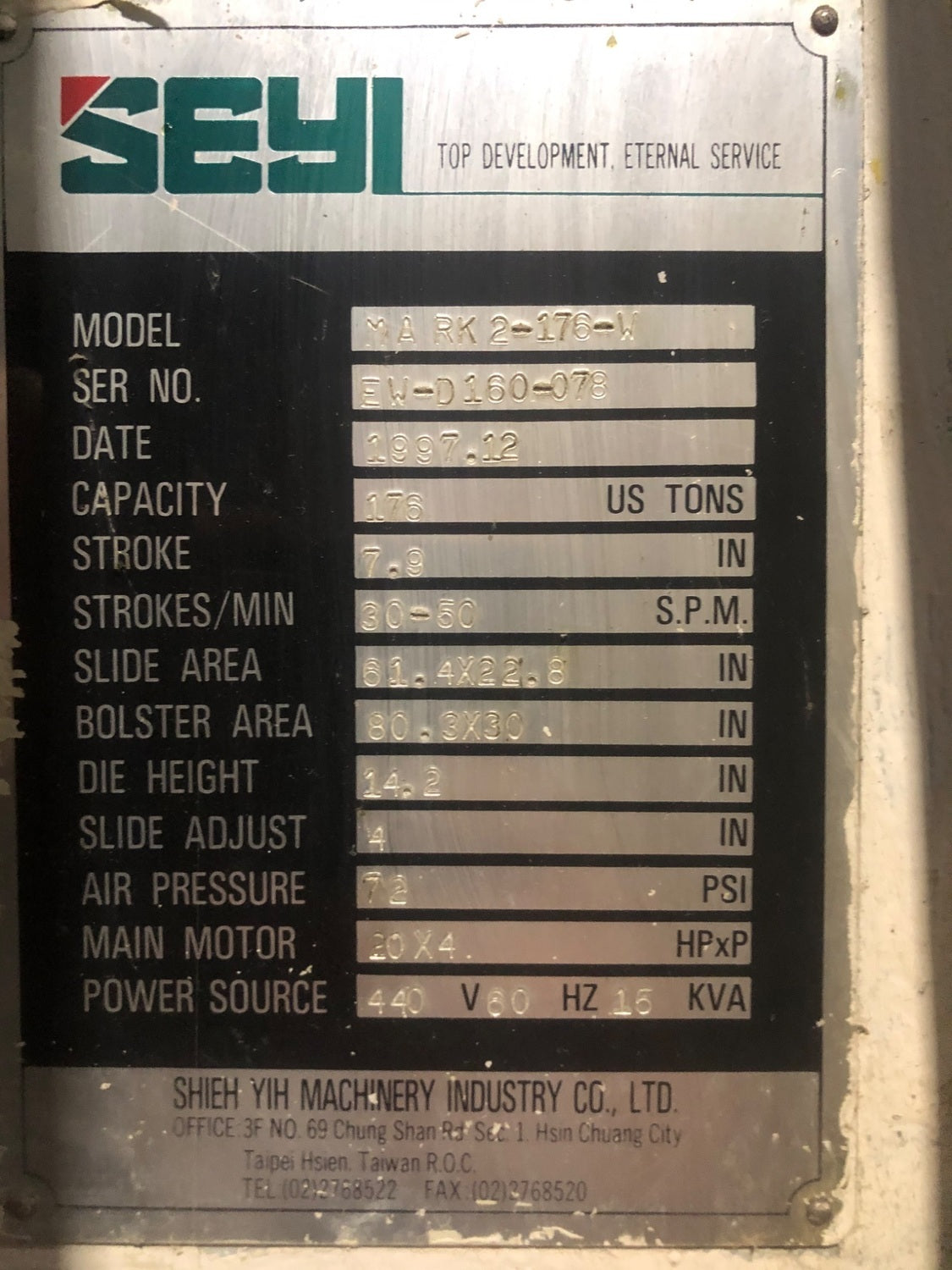176 Ton Seyi Sutherland Gap Frame Press For Sale