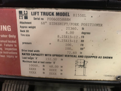 15,500 lb Hyster Forklift For Sale
