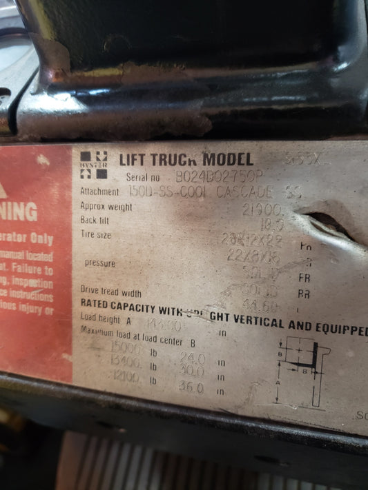 15,500 lb Hyster S155XL Forklift For Sale