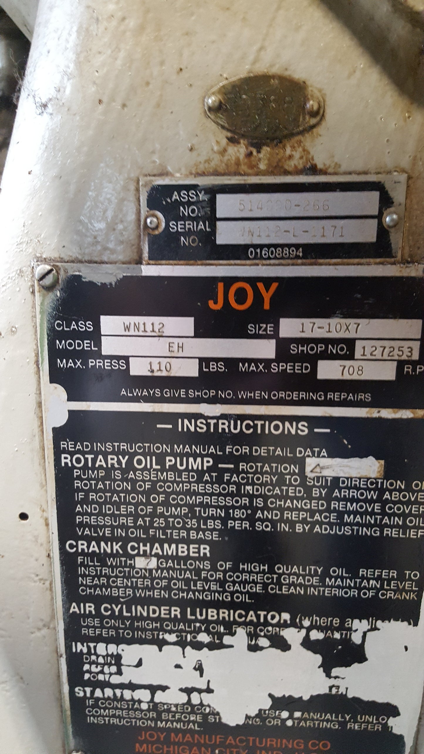 Joy Air Compressor Package (3) For Sale