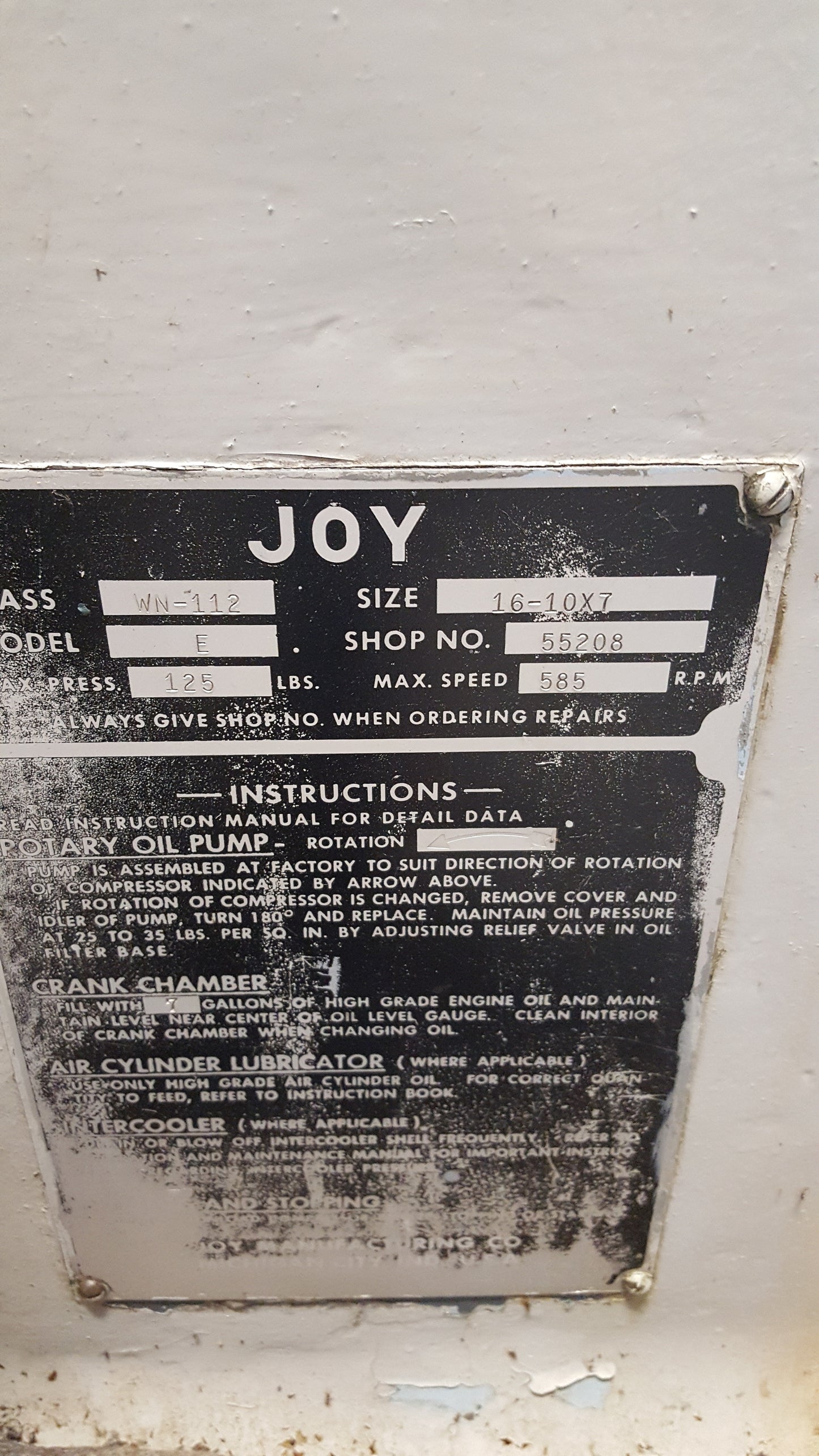 Joy Air Compressor Package (3) For Sale