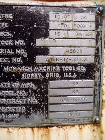 Monarch Tool Room Engine Lathe For Sale