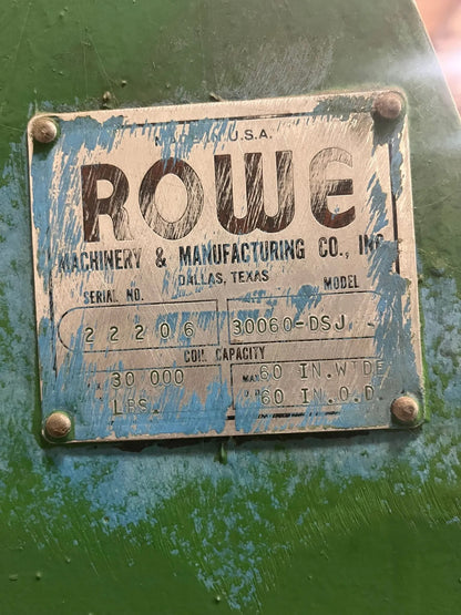 30,000 lb Rowe Uncoiler For Sale
