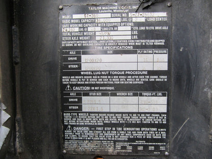 36,000 lbs Taylor Air Tire Forklift For Sale