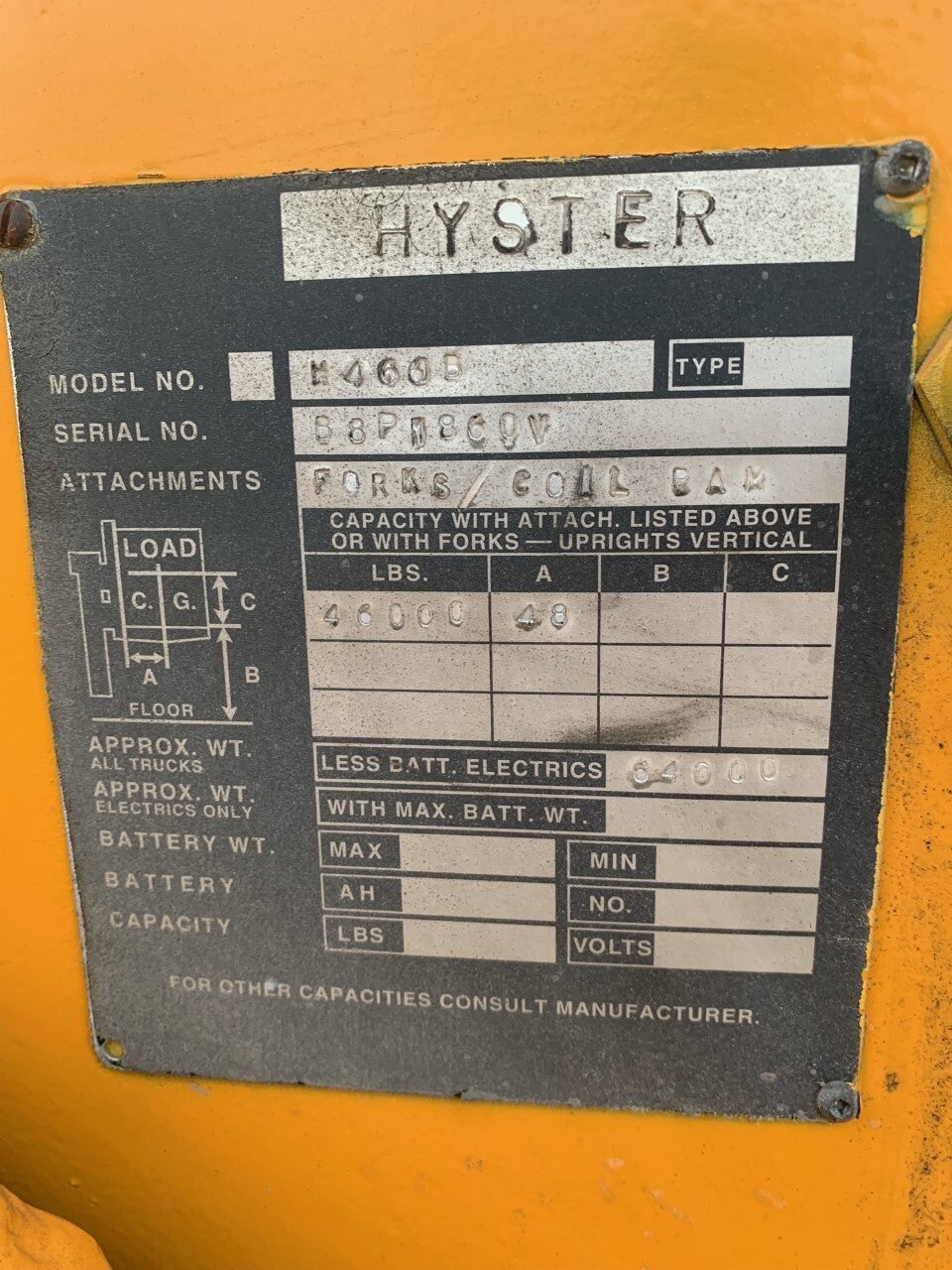 46,000 lb Hyster H460 Forklift For Sale