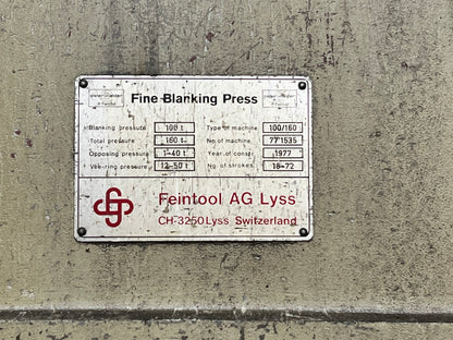 160 Ton Feintool Fine Blanking Press For Sale