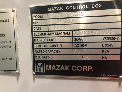 Mazak Quick Turn 200MS CNC Lathe For Sale