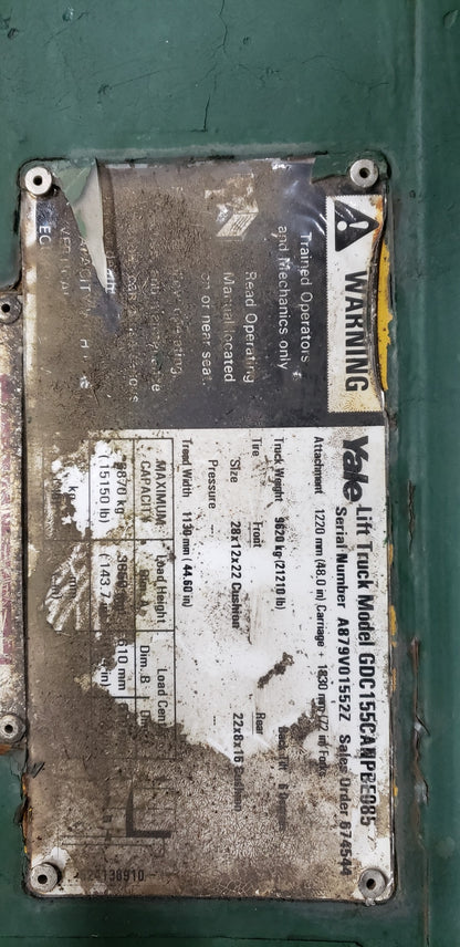 15,500 lb Hyster Forklift For Sale