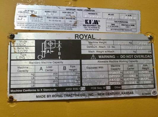 35,000 lb Royal Forklift For Sale