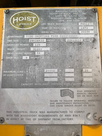 24,000 lb Hoist Forklift For Sale