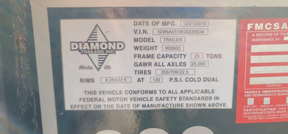 2015 100 Ton Diamond Trailer For Sale