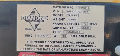 2015 100 Ton Diamond Trailer For Sale