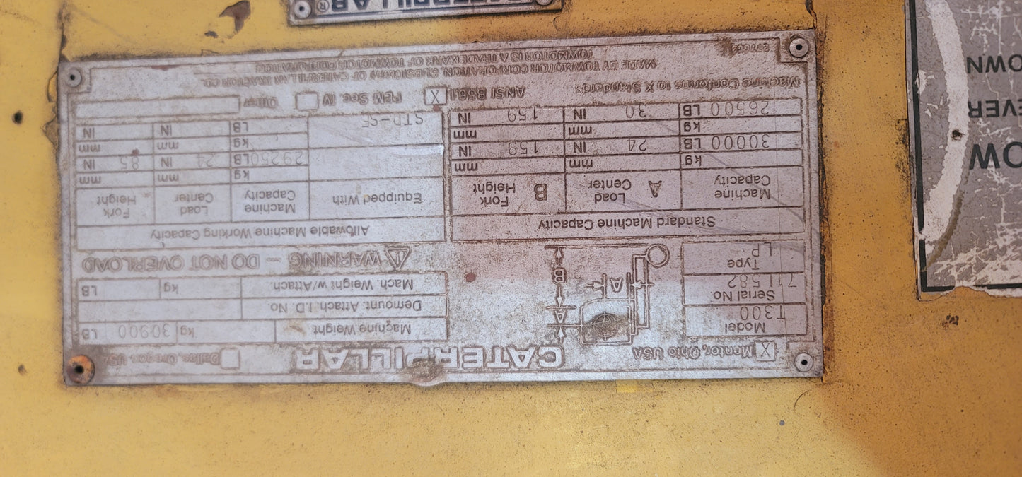 30,000 lb Cat T300 Forklift For Sale
