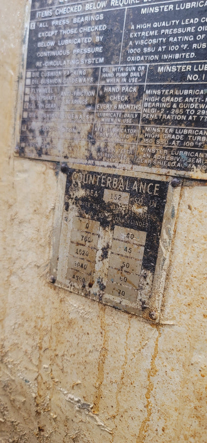 150 Ton Minster Piece Maker Press For Sale