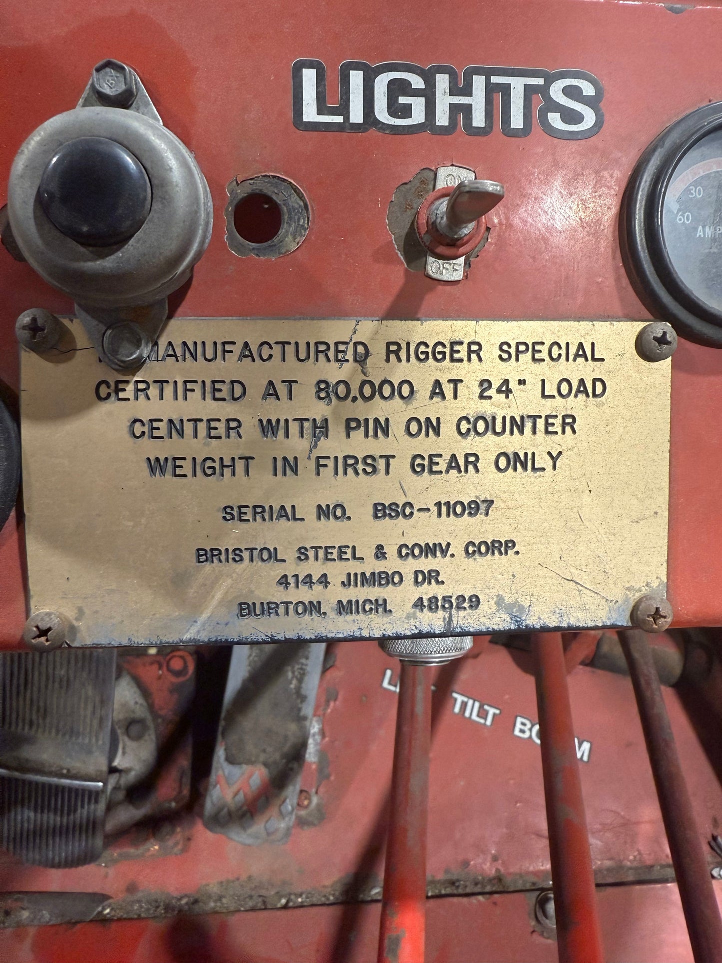 80,000 lb Bristol Riggers Special Forklift For Sale