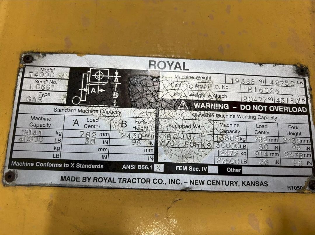 40,000 lb Royal Forklift For Sale